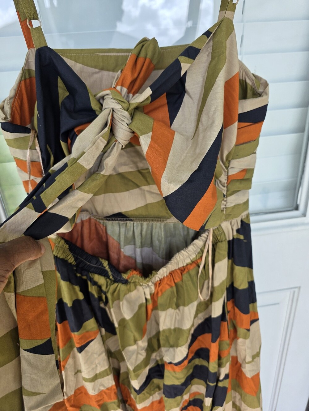 MSK Petite Maxi Dress PXL Abstract Stripe Tie Back Sleeveless Boho Resort Beach - Picture 8 of 10